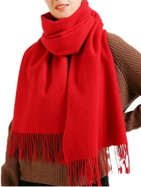 Premium Cashmere Feeling Solid Color Scarf W/ Tassels